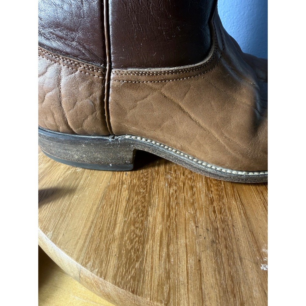 Hondo Boots Western Cowboy Mens 9.5 E (Wide)Brown Good Two Tone Leather 8752 - Picture 9 of 13